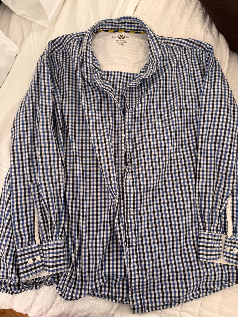 Club Room Blue and White Gingham Button-Down Shirt